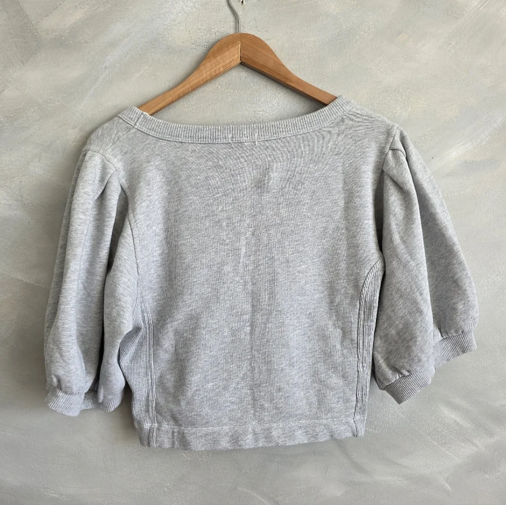Aerie Gray Puff Sleeve Cropped Sweatshirt Sz XL - Picture 9 of 10